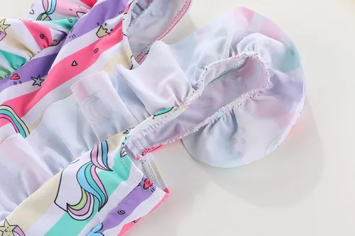Vista 5 de Amberetech Traje de baño de una pieza para niñas con volantes, sin mangas, bikini para la playa