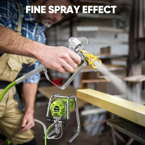 Vista 5 de Pulverizador de pintura sin aire de 1200 W, pistola pulverizadora de pintura de alta eficiencia de 3300 PSI, sin adelgazamiento, con varilla