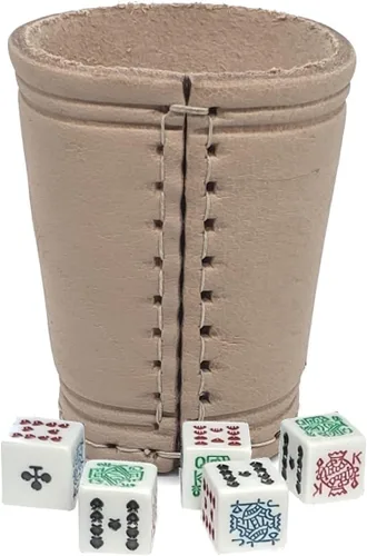 Vista 10 de Cyber-Deals - Taza compacta de cuero genuino para dados + dados con bolsa de almacenamiento de terciopelo negro