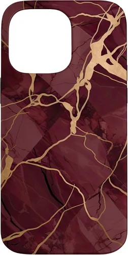Vista 21 de iPhone 16 Burgundy and Yellow Metamorphic Pattern Case