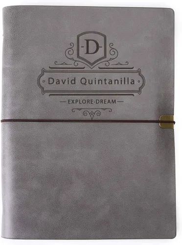 Vista 10 de Fanery Sue Diario personalizado de cuero sintético con monograma de tapa suave, cuaderno de escritura recargable de hojas sueltas con 6 anillas