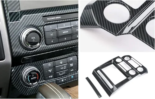 Vista 3 de Keptrim Para F150 ABS Fibra de Carbono Consola Central Trim para Ford F150 2015 2016 2017 2018 2pcs