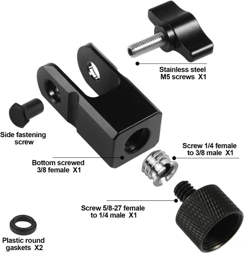 Vista 2 de Adaptador de montaje de micrófono para Hyperx Quadcast con adaptador de tornillo de 3/8" o 1/4" y tuerca, funciona con soporte de micrófono HyperX