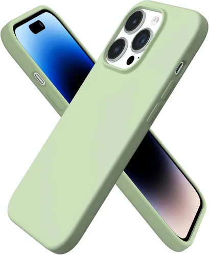 Vista 18 de ORNARTO - Funda para iPhone 14 Pro de 6.1 pulgadas, silicona líquida delgada, azul bebé 3-Layer Full Covered Soft Gel Rubber, Non-Slip Grip