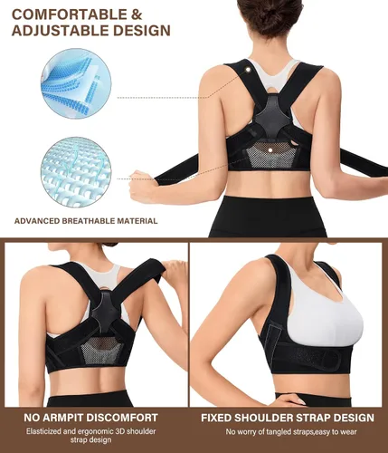 Vista 5 de URSEXYLY Corrector de postura para mujer, transpirable, soporte de espalda para postura, enderezador de espalda ajustable, soporte para cuello
