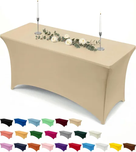 Vista 83 de Utopia Kitchen Mantel rectangular de spándex de 4 pies [1 unidad, negro] 200 GSM elástico, ajustado, lavable y resistente a las arrugas, cubierta