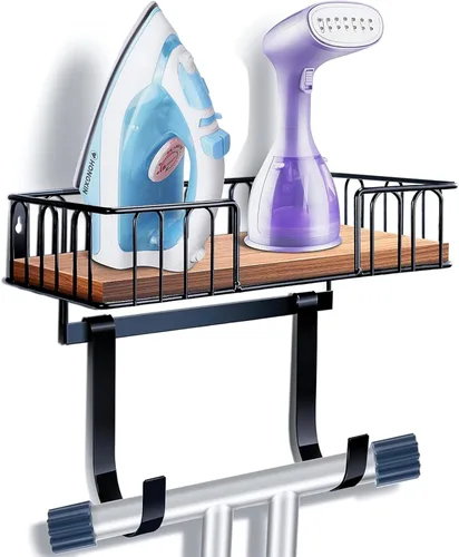 Vista 11 de TJ.MOREE Soporte para tabla de planchar de metal para colgar en la pared, para plancha y tabla de planchar, decoración de cuarto de servicio