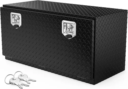 Vista 9 de TUFFIOM - Caja de herramientas de aluminio de 30 pulgadas para cama de camión, caja de herramientas resistente con placa de diamante para remolque