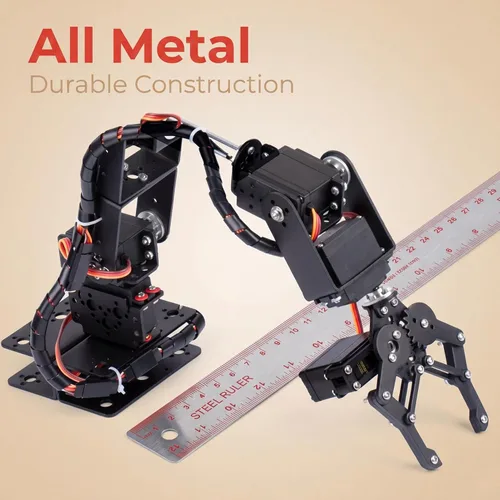 Vista 7 de Brazo mecánico, brazo de robot 6DOF, Kit de pinza de brazo mecánico programable de metal completo, robot manipulador de escritorio