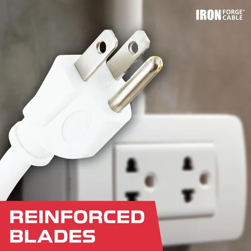 Vista 7 de Iron Forge Cable Cable de extensión resistente a la intemperie de 6 pies para exteriores, cable de extensión SJTW 16/3 blanco resistente, 3 puntas