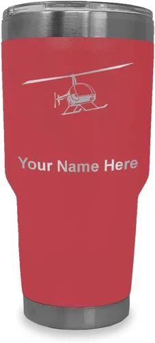 Vista 33 de LaserGram Vaso aislado al vacío de 20 onzas, helicóptero 2, grabado personalizado incluido (negro)