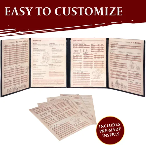 Vista 3 de DND DM Screen 5e – D&D Dungeon Master pantalla impresa a todo color con insertos personalizables – Dungeons and Dragons GM / Game Master Accesorios