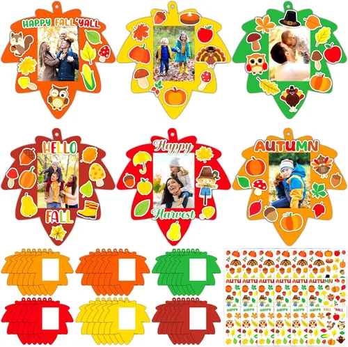 Vista 10 de Qyeahkj 36 Juegos de Manualidades de Otoño de Acción de Gracias para Niños Kit de Manualidades DIY de Marco de Fotos de Calabaza de Otoño