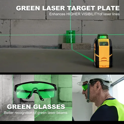 Vista 6 de PREXISO Nivel láser de 360° con trípode, nivelador de línea cruzada de 100 pies, nivel láser de línea horizontal verde autonivelante