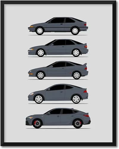 Vista 15 de Custom Car Posters Póster hecho a mano compatible con Acura Integra Evolution Generations e impresión de Acura Integra, multicolor, 8 x 10 pulgadas