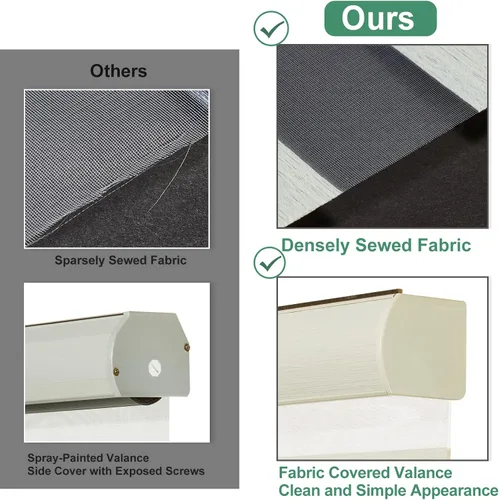 Vista 3 de Tonature Persianas enrollables estilo cebra inalámbricas, persianas de filtrado de luz para ventanas con tela de doble capa, fáciles de instalar