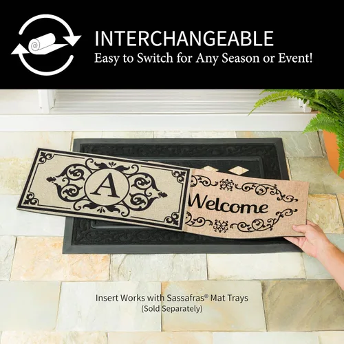 Vista 4 de Evergreen Flag Cambridge Monogram Letra A Burlap Sassafras Switch Mat 22" x 10