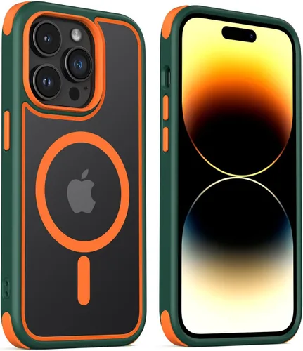 Vista 13 de Mobnano Funda para iPhone 13 Pro, compatible con MagSafe, funda transparente con anillo magnético, diseño multicolor protector a prueba de golpes