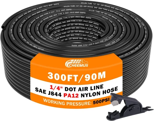Vista 14 de CheeMuii 30 pies 1/4 línea de aire DOT 1/4" PA12 tubo neumático de nylon 9.1 metros 1/4 pulgada OD tubo de aire neumático tubo de línea de aire