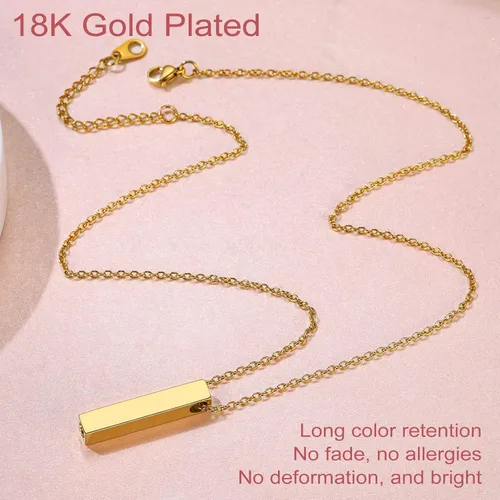 Vista 3 de FindChic Collares personalizados con urna para cenizas, barra vertical, gato, luna, reloj de arena, garra de perro, acero inoxidable, chapado en oro
