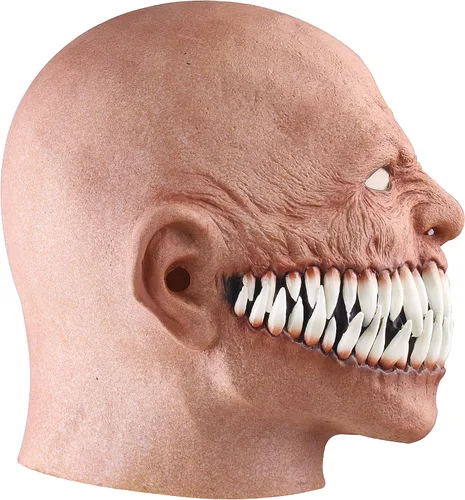 Vista 4 de Xinkulas Máscara de colmillos de Halloween de látex de demonio, accesorios de costum para adultos