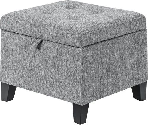 Vista 11 de Adeco Otomán Cubo de Piel Sintética Blanca de 18 Pulgadas de Alto con Almacenamiento, Taburetes Reposapiés de Silla de Terciopelo en Relieve 3D