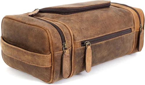 Vista 11 de ELIZO Neceser de cuero genuino para hombre, Antiguo