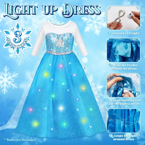 Vista 2 de Luucio Frozen Princess Dress Up Costume With Accessories For Little Girls 2-10 Years, Girls Birthday Christmas Dress