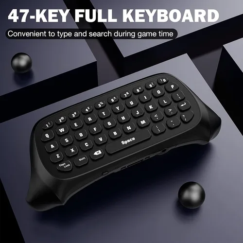 Vista 5 de Moko Teclado de chat con retroiluminación verde para control Xbox One Xbox Series XS receptor de 24G teclado inalámbrico con auricularesconector