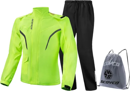 Vista 9 de Scoyco Chaquetas impermeables para hombre, chaqueta impermeable ligera para exteriores con capucha