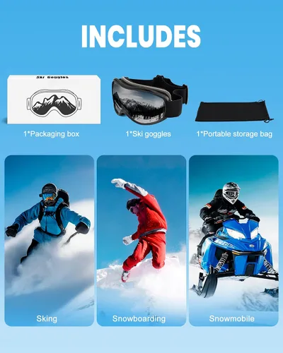 Vista 7 de FMY Gafas de esquí y snowboard OTG, protección UV400, anti niebla, gafas de esquí para motos de nieve para hombres, mujeres y jóvenes