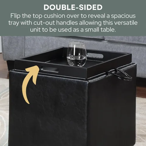 Vista 6 de Designs4Comfort Park Avenue - Otomana individual con taburete y bandeja reversible