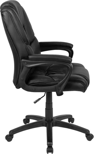 Vista 13 de Flash Furniture Fundamentals - Silla giratoria grande y alta de LeatherSoft para oficina y juegos, silla de oficina ergonómica con reposabrazos Negro