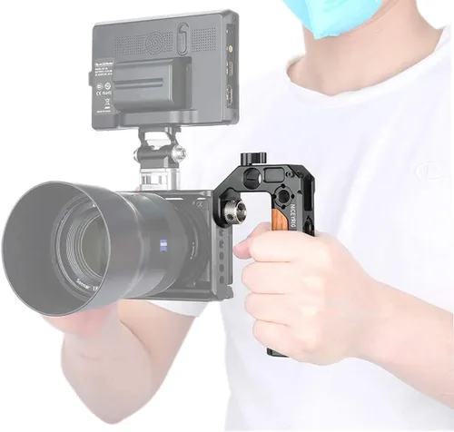 Vista 9 de NICEYRIG Mango superior para rosca ARRI 3/8 '' con abrazadera de varilla de 0.591 in, agarre de madera para cámara DSLR para jaula Rig - 348