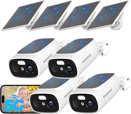 Vista 10 de 2 cámaras WiFi 2.4G/5G para seguridad en el hogar con paneles solares dobles, cámaras de seguridad solar 2K inalámbricas para exteriores, visión