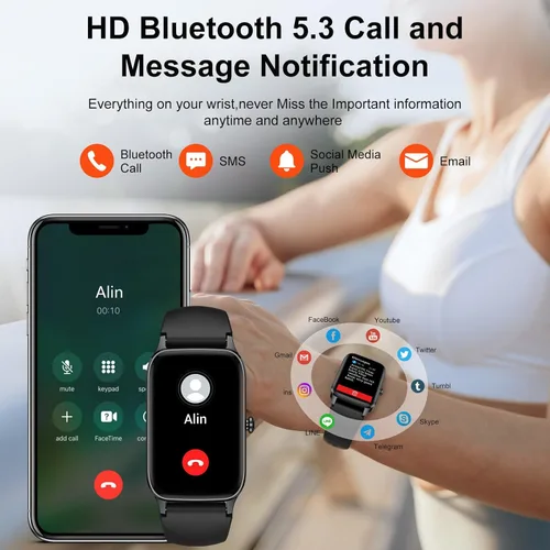 Vista 2 de Reloj inteligente para hombres y mujeres, reloj inteligente de 1.57 pulgadas (respuesta/hacer llamadas), rastreador de actividad física con más