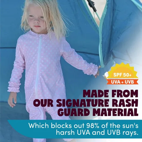 Vista 7 de Swimzip bañadores manga larga con factor de protección solar 50 para bebé niña y de bebé niña