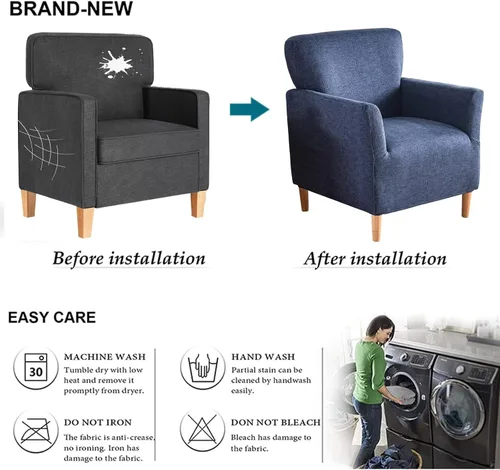 Vista 5 de NILUOH Funda para Sillón de Banquete de 1 Pieza Elástica Fundas para Sillas con Brazos Estampada Suave Funda para Silla de Acento Antideslizante