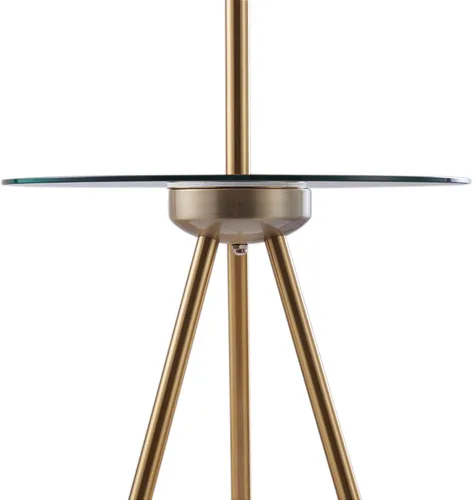 Vista 7 de Versanora Myra - Lámpara de pie con trípode de lectura moderna con puerto USB y mesa de cristal, pantalla blanca, acabado negro