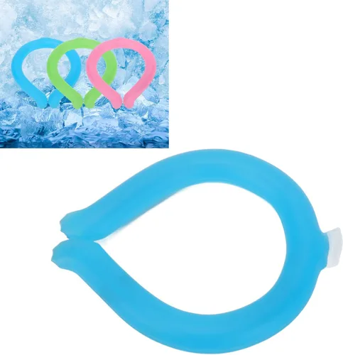 Vista 8 de Tubo de enfriamiento para el cuello, collar de hielo reutilizable, anillo frío duradero para el cuello, enfriamiento corporal portátil para Azul