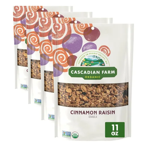 Vista 10 de Cascadian Farm Granola orgánica, cereales de canela y pasas, bolsa resellable, 11 onzas