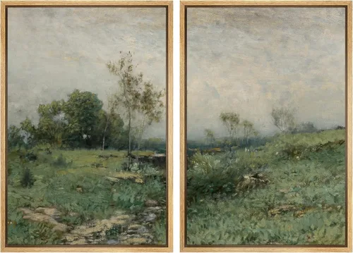 Vista 139 de MUDECOR Lienzo enmarcado para pared, bosque brumoso, reflejos, paisaje tranquilo, ilustraciones modernas, arte decorativo, bohemio, tranquilo/zen