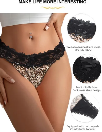 Vista 30 de ohyeah Tangas sexy de encaje tangas bragas de tiro bajo ropa interior para mujer de algodón entrepierna braga tangas bragas 4-18