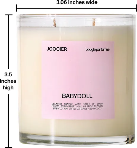 Vista 2 de Vela Babydoll - Leche de fresa, frutas oscuras, caramelo quemado, lápiz labial, loción Perfume Cry Baby Inspirado en la leche 10 oz 70+ Hour