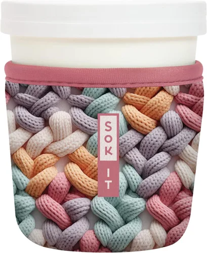 Vista 98 de Sok It IceCreamSok - Funda de neopreno aislada (flores abstractas, pintas de helado cónicas)