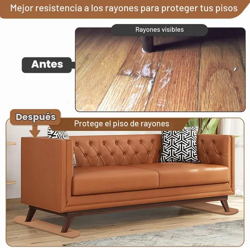 Vista 6 de Paquete de 4 almohadillas antideslizantes para rieles de muebles para reclinables, sofás, sillones. Protectores de suelo de goma para sillas