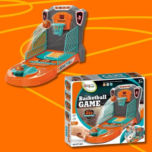Vista 9 de Juego de baloncesto de mesa: mini arcada de escritorio compacta, juego de escritorio para interiores con puntuación electrónica, luces y sonido