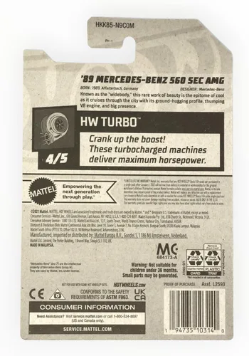 Vista 2 de Hot Wheels '89 Mercedes Benz 560 Sec AMG, HW Turbo 4/5 [Plata] 150/250