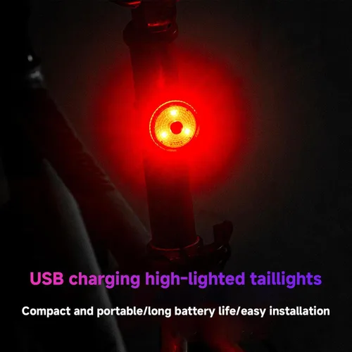 Vista 7 de Juego de luces recargables USB, juego de luces LED recargables USB, kit de faros LED brillantes y luces traseras, kit de luces de ciclismo