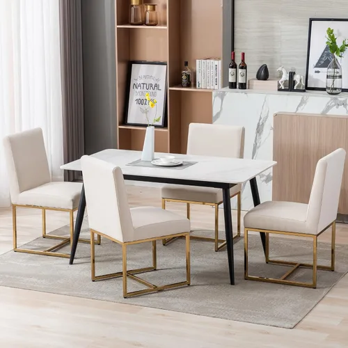 Vista 7 de BESTANO Sillas De Comedor - Juego de 2 sillas de comedor modernas negras tapizadas de piel sintética para cocina y comedor con marco de metal negro